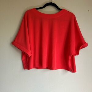 Adrianna Papell Vibrant Coral Cropped Top
